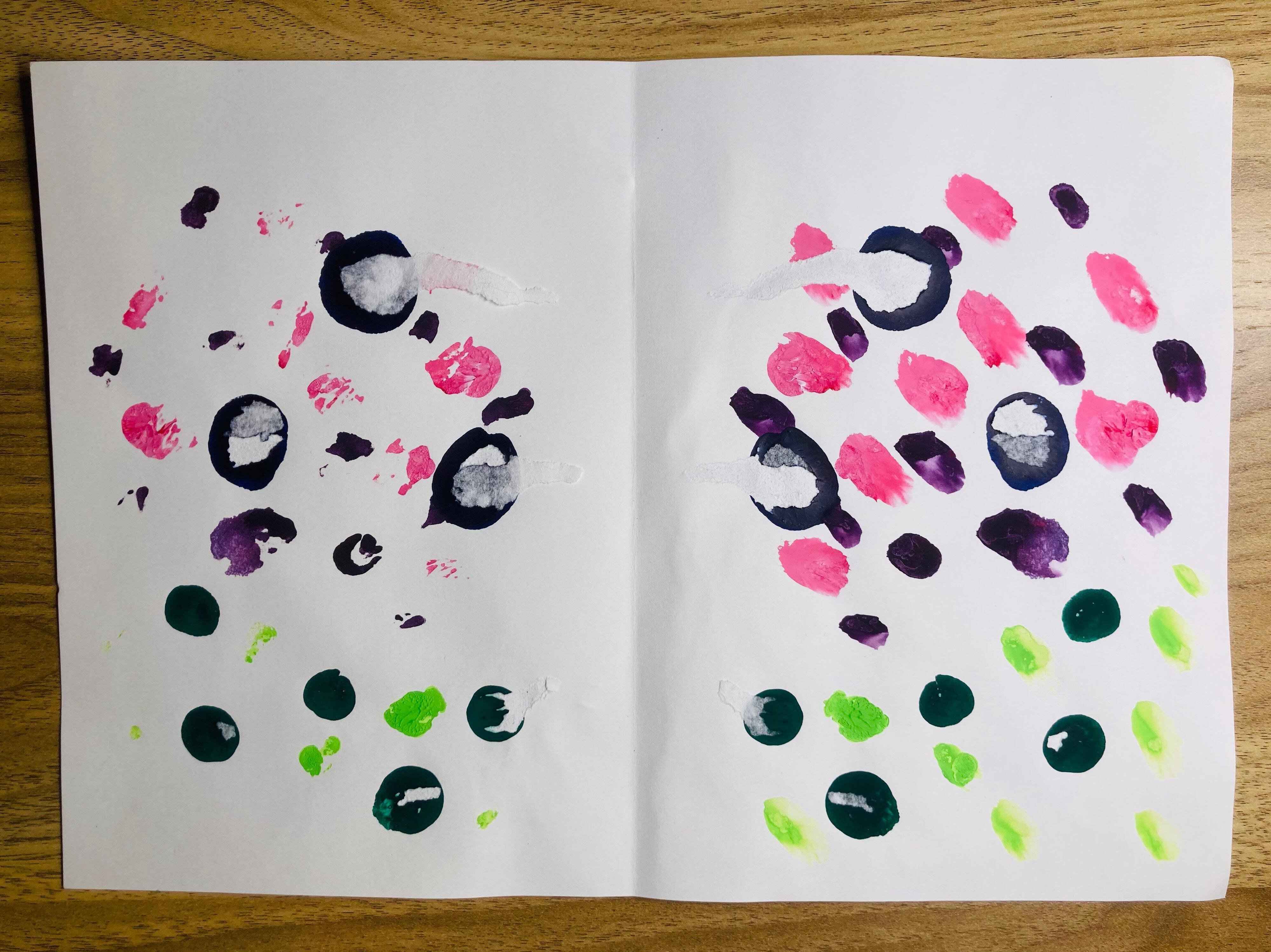 デカルコマニー　あじさい　失敗