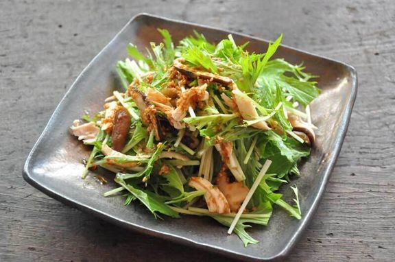水菜と鶏ささみの和風サラダのレシピ/作り方