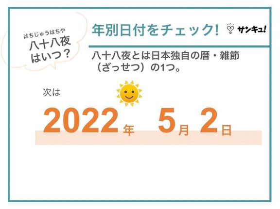 八十八夜とは・八十八夜はいつ
