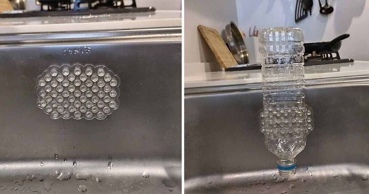 吸着シートと浮いたペットボトル