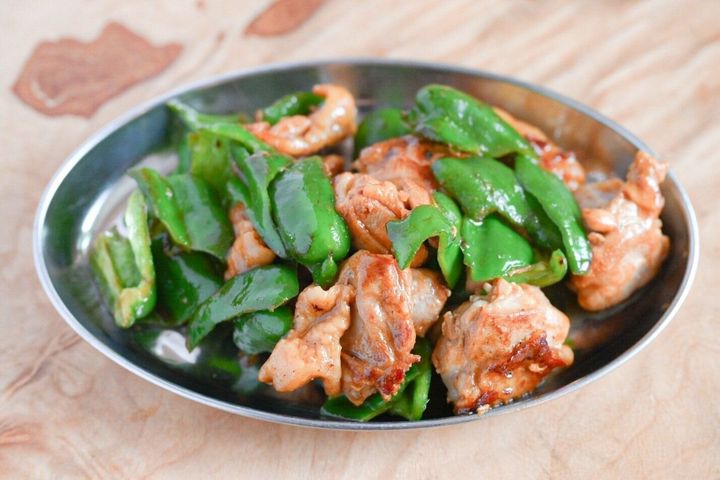 鶏焼肉とピーマン