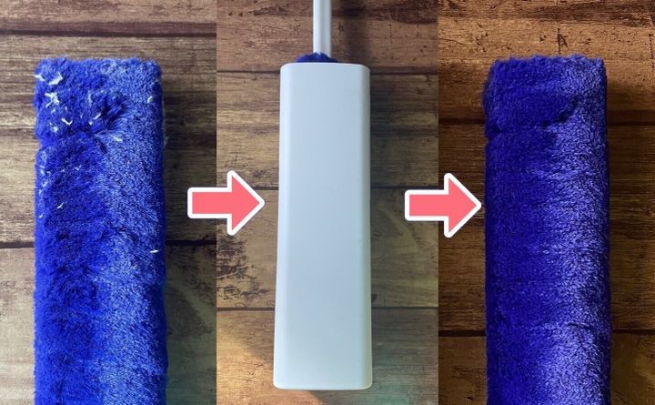 モップについたホコリが落ちる