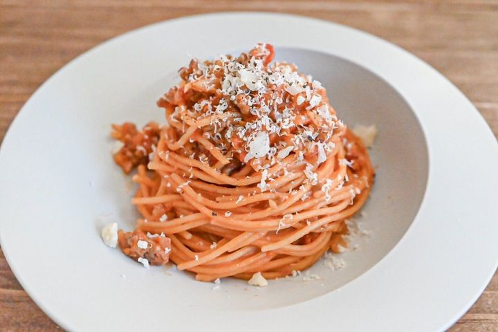 白菜ミートソースパスタ