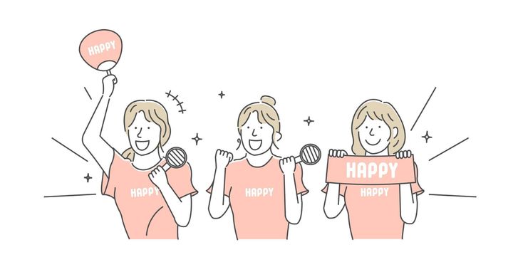 音楽コンサートを楽しむ若い女性のベクターイラスト