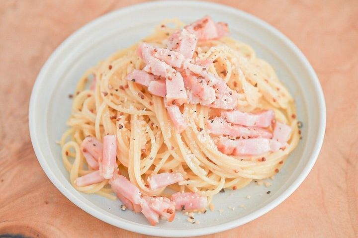 ベーコンとマスタードのパスタ