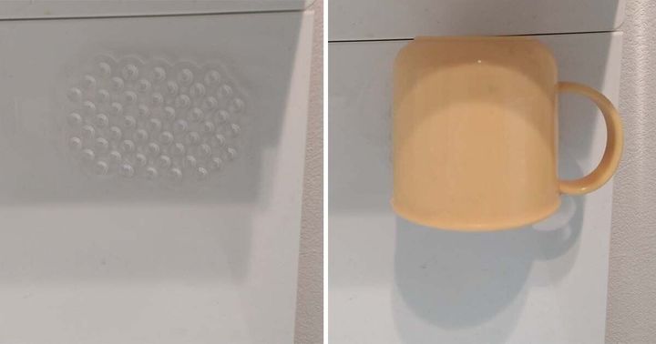 吸着シートと浮いたコップ