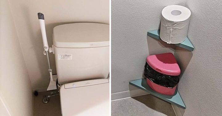 トイレ用具の浮かせた収納