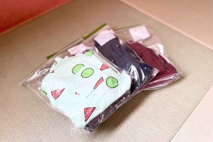 衣類をフリーザーバックに収納した例