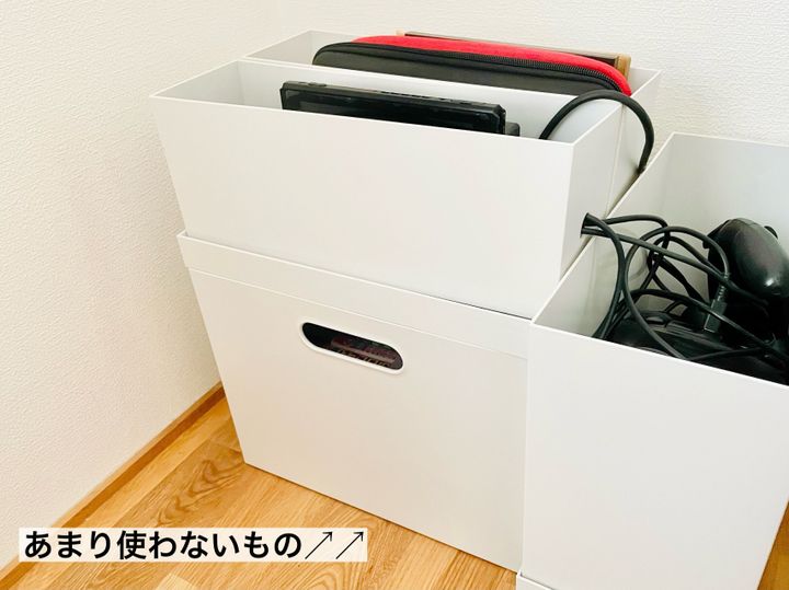 あまり使わないものは重ねて省スペースに