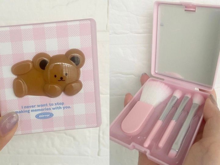daiso ダイソー 「メイクブラシセット(Aタイプ、4本、ミラー付)」 JANコード:4550480434001