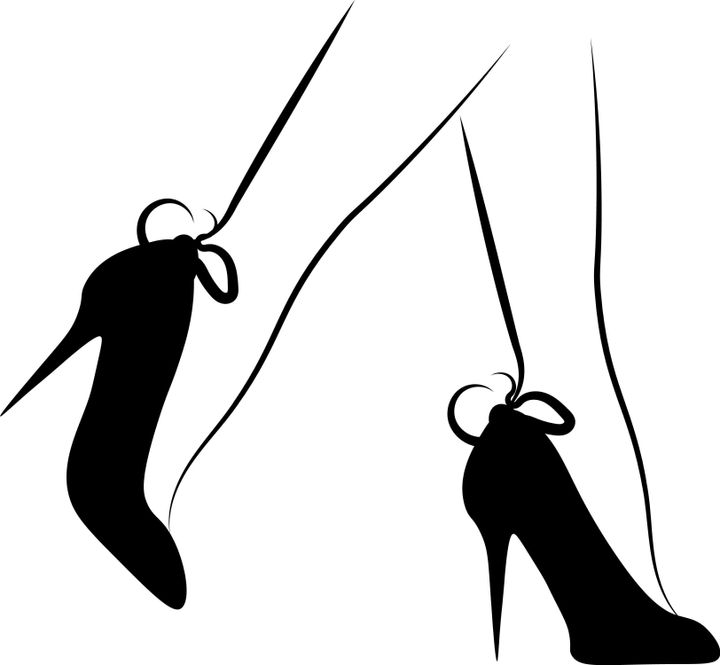 靴黒の輪郭ベクトルの女性の足。レディースシューズシルエットベクトル