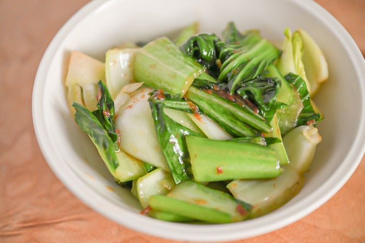 チンゲン菜の「和のXO醤」炒め
