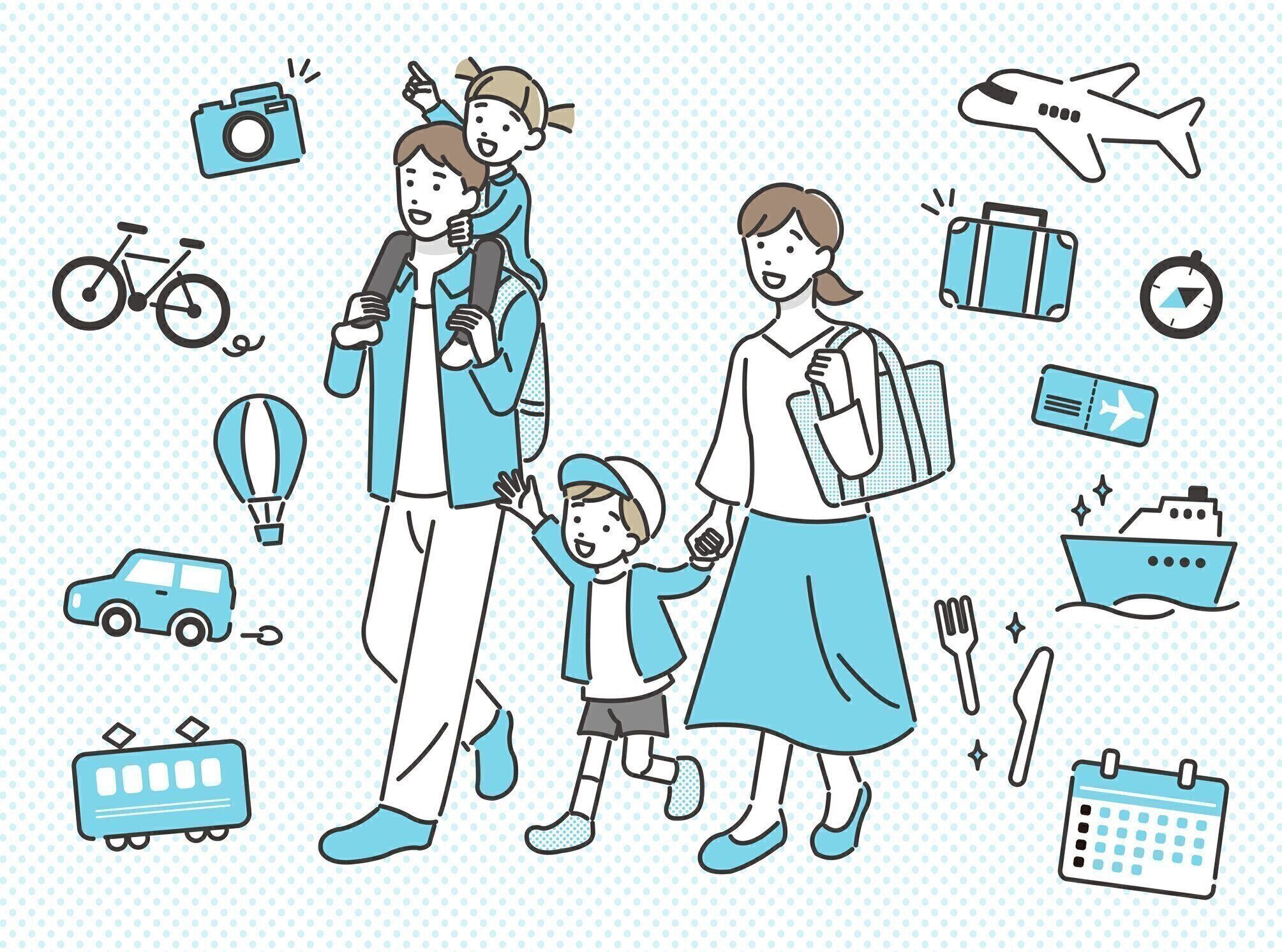 ベクトルイラスト材 / アイコン / 親 / 子 / 家族と出かける