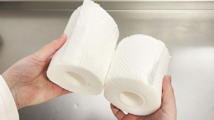 半分にカットされたキッチンペーパー