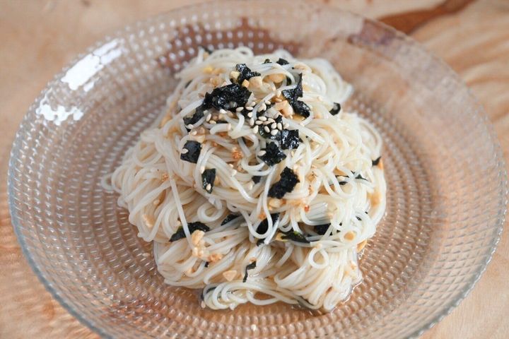 海苔と納豆のふりかけのそうめん
