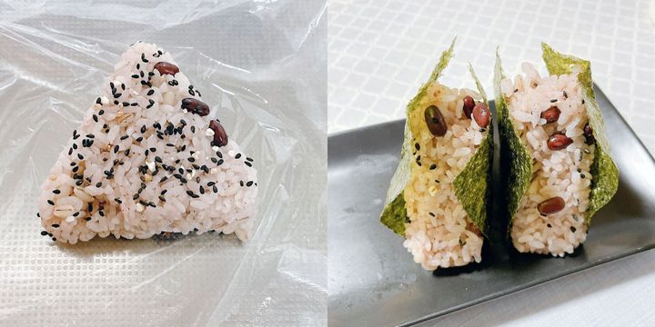 きれいな三角形のおにぎり完成