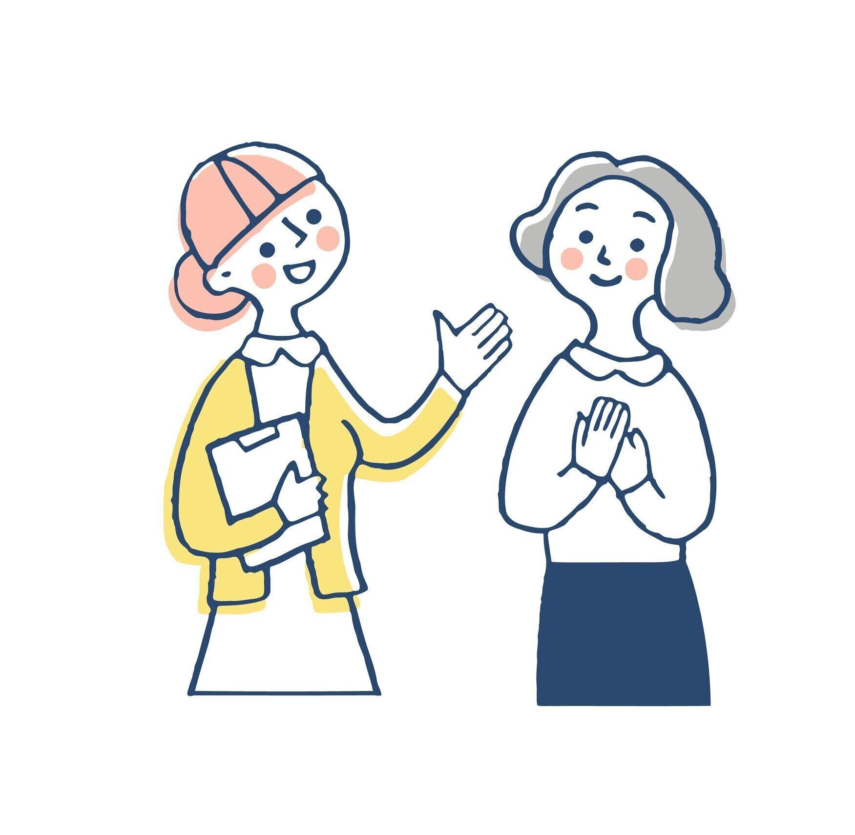 笑顔で話す看護師と女性