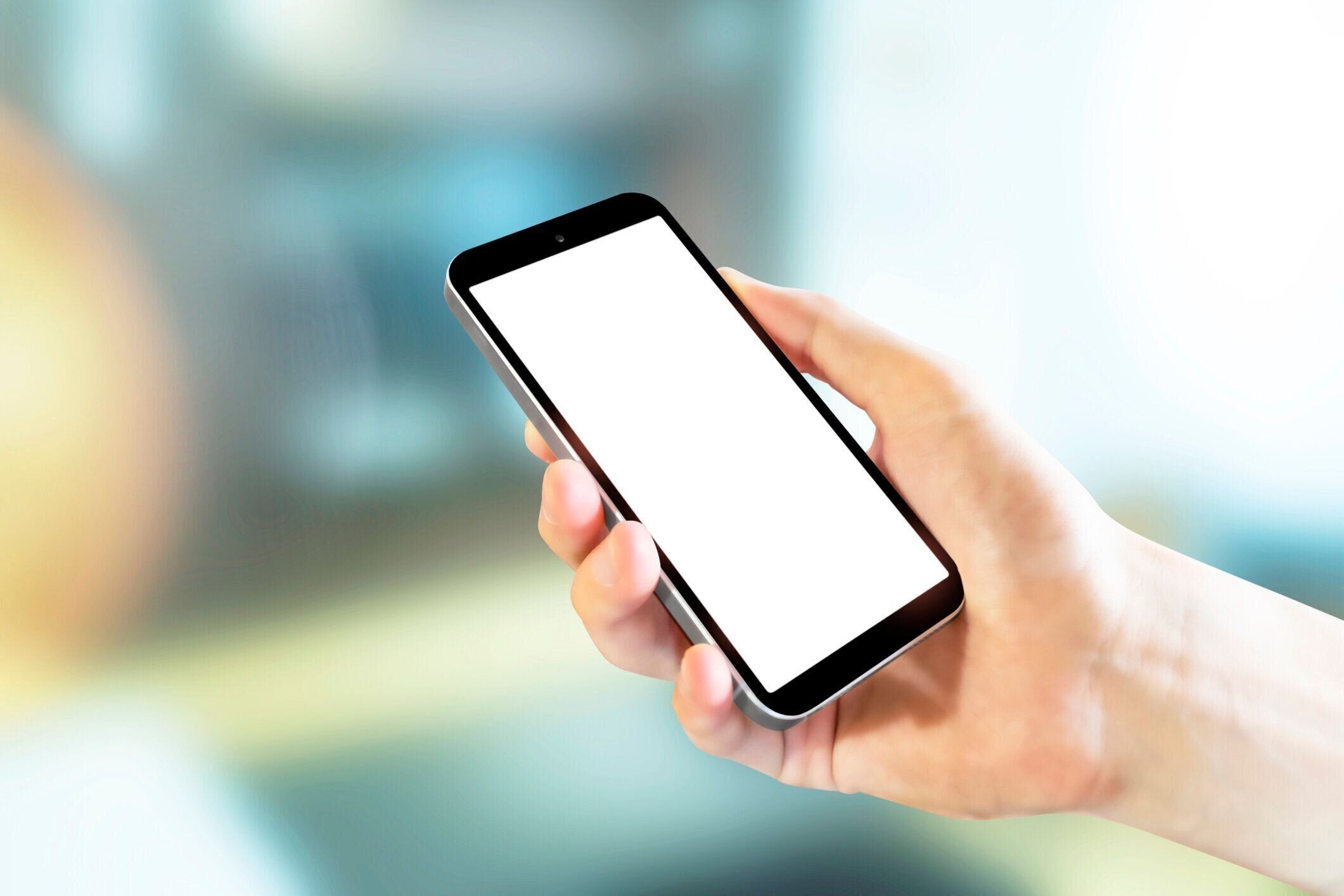 ビジネスシーン用左向きスマートフォン画面ブランク 5750