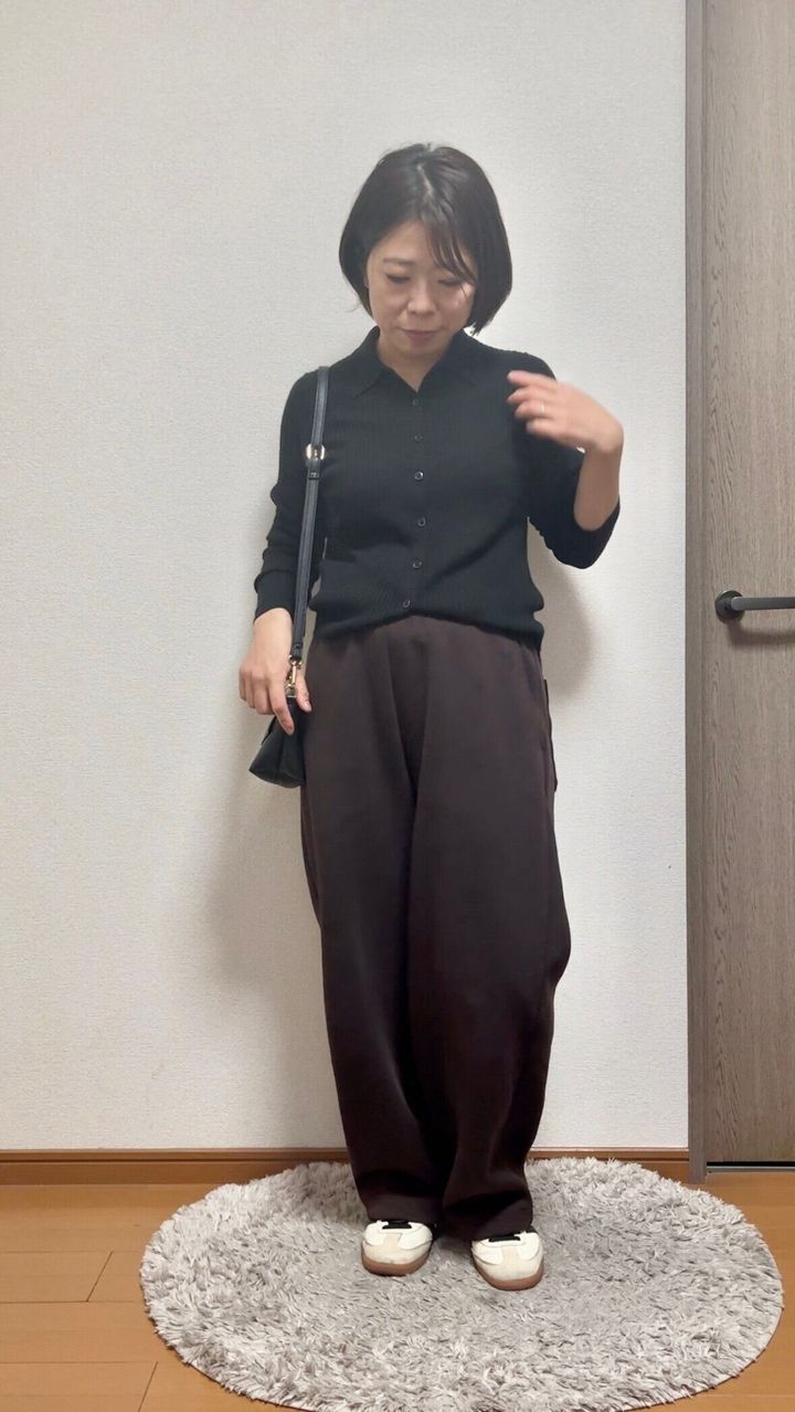 カーディガン✖️ワイドパンツのコーディネート