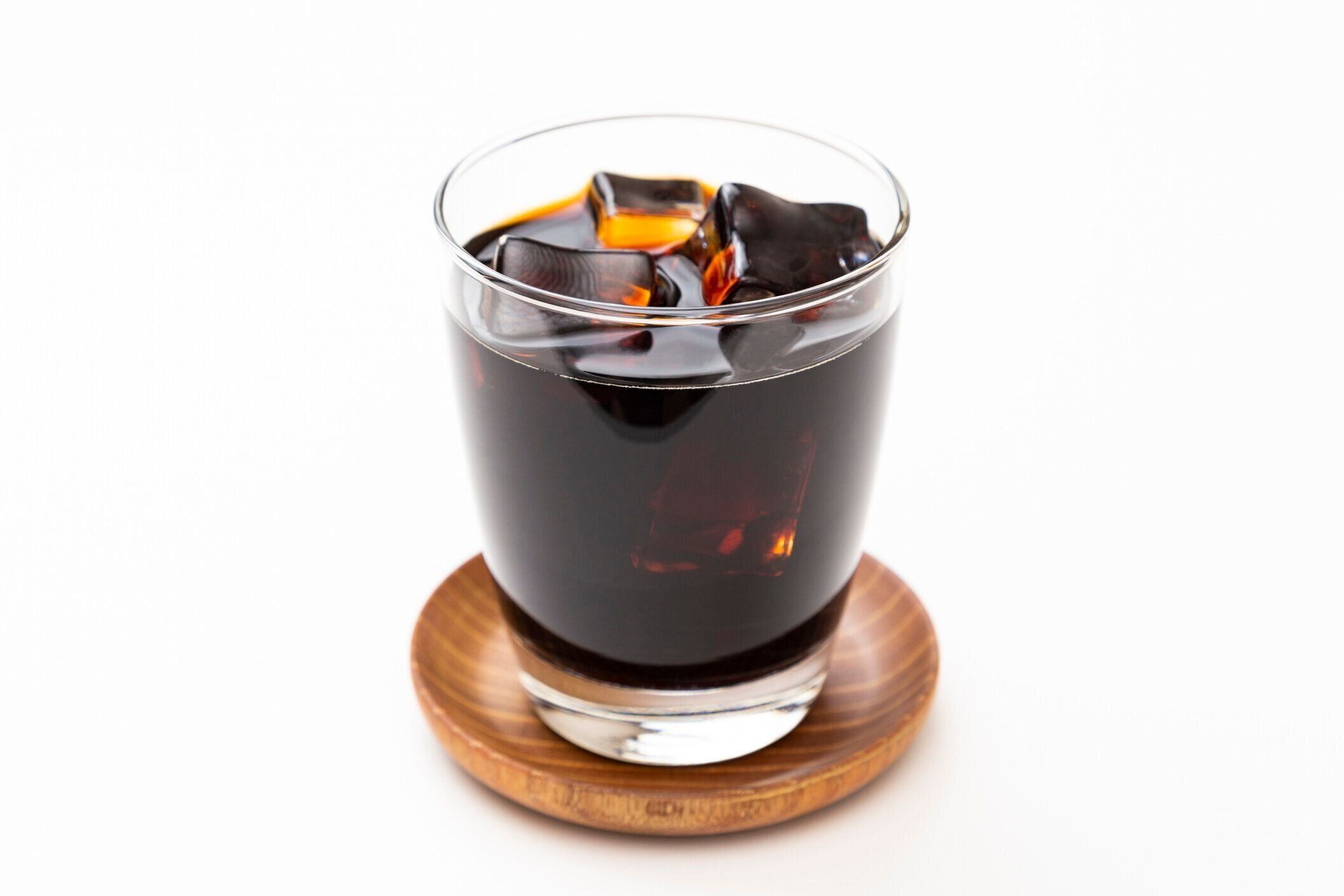 白い背景にアイスコーヒー。