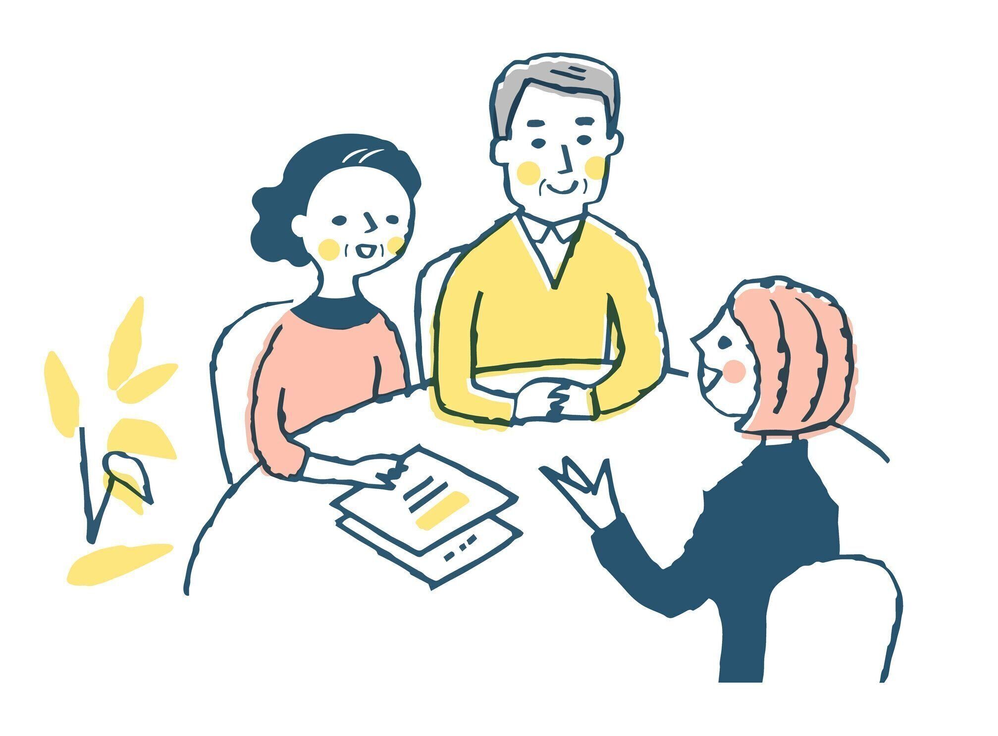 カウンターでのシニアカップルコンサルティング