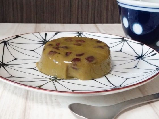 抹茶と小豆のプリン