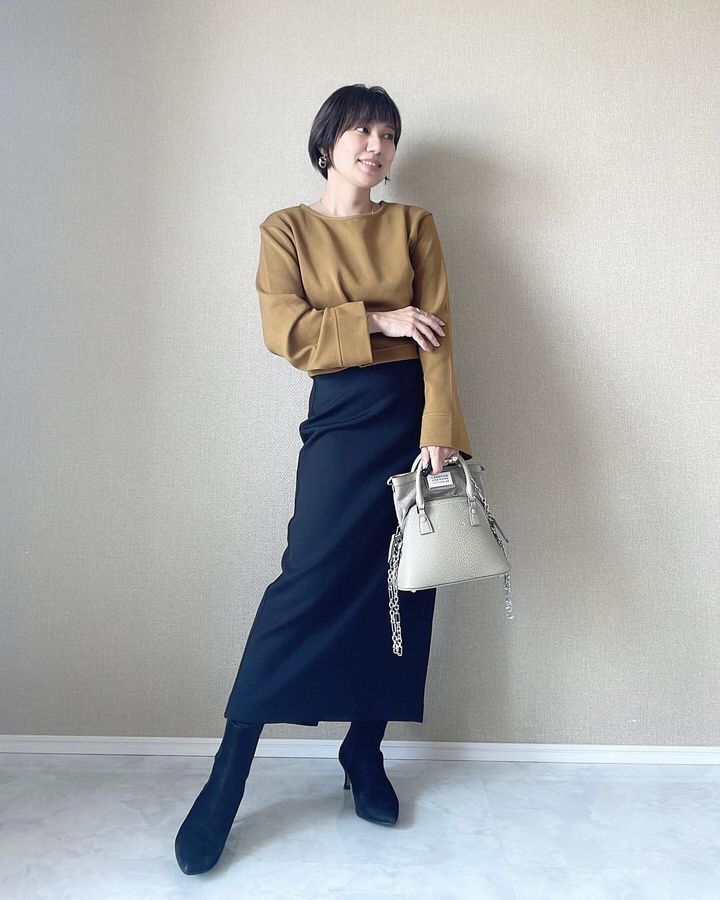 ユニクロ スカート 小柄コーディネート