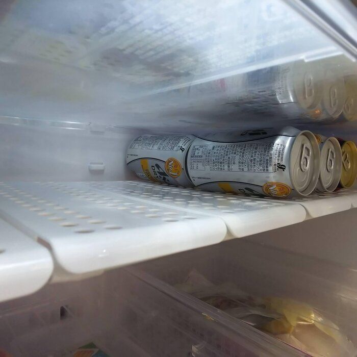 【我が家の冷蔵庫収納】つっぱり棒で缶・ペットボトルストッカー爆誕！