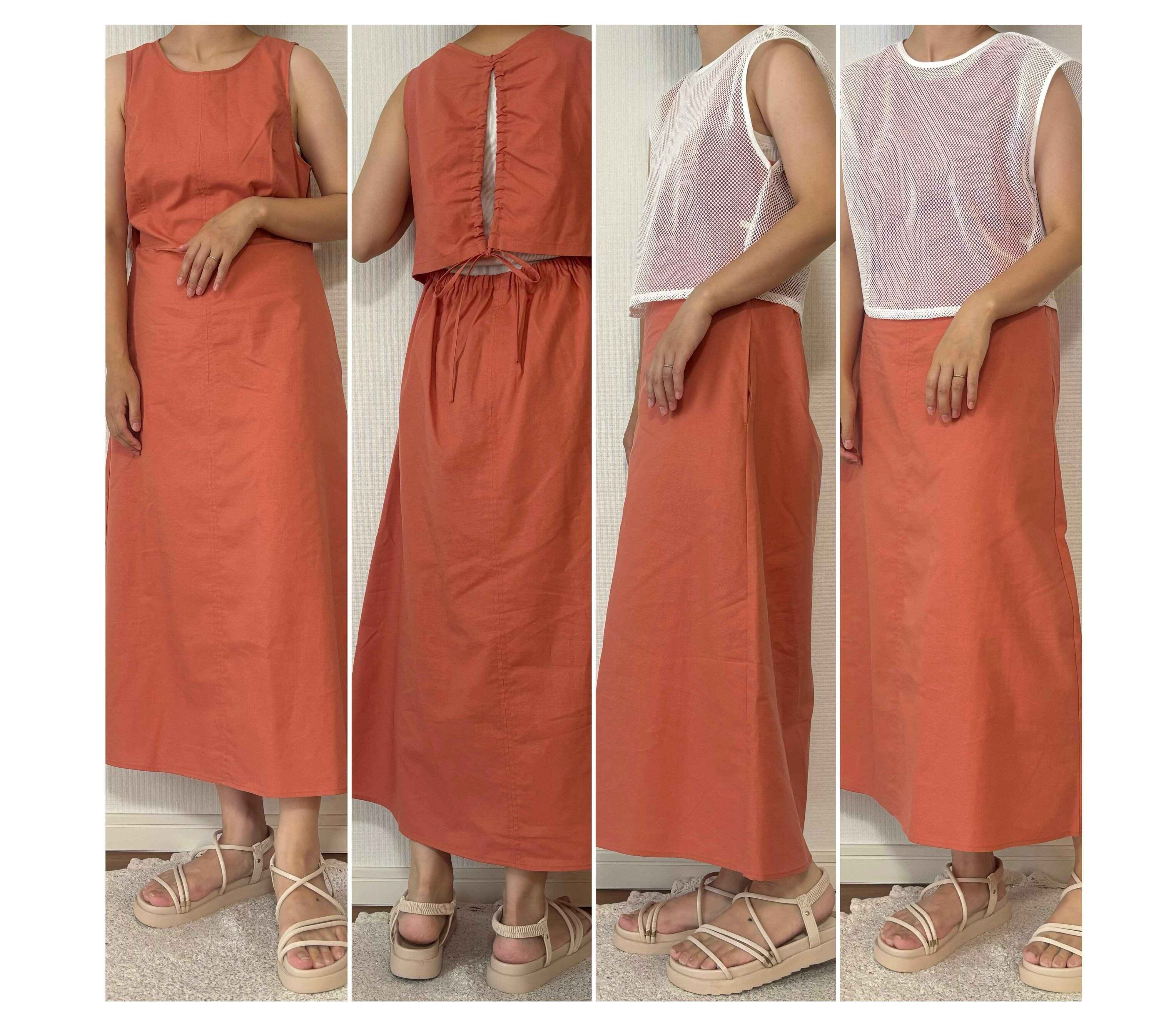 【GU】990円ワンピースに590円メッシュトップスで二の腕カバーのトータルコーデが完成！