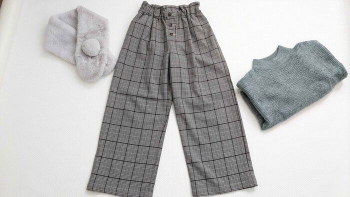 【GU/子供服】色違いも欲しい！1,490円のチェック柄のワイドパンツが神ボトムすぎます