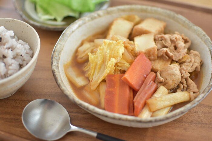 牛乳がポイント！まろやかな辛さがおいしい"キムチチゲ風スープ"の作りかた