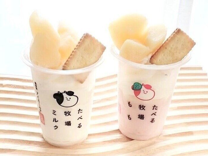 超人気たべる牧場ミルクに新味もも登場！ファミマの材料３つで出来る簡単パフェ