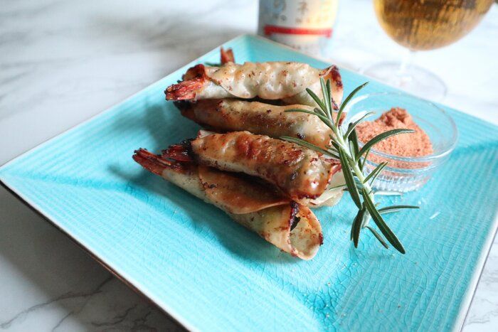 【時短料理】材料3つ!巻いて揚げるだけ!海老と大葉のカリカリ揚げ