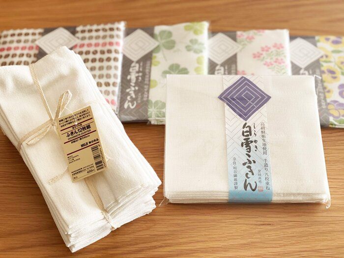 どちらを選ぶ?「白雪ふきん」「無印良品の落ちワタ混ふきん」を比べてみました
