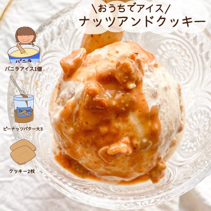 【見てわかるお絵かきレシピ】誘惑のナッツアンドクッキーアイス🍨