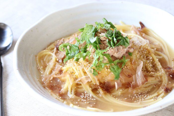 【フライパン１つ１０分で完成！】ツナとおろしの和風スープパスタ