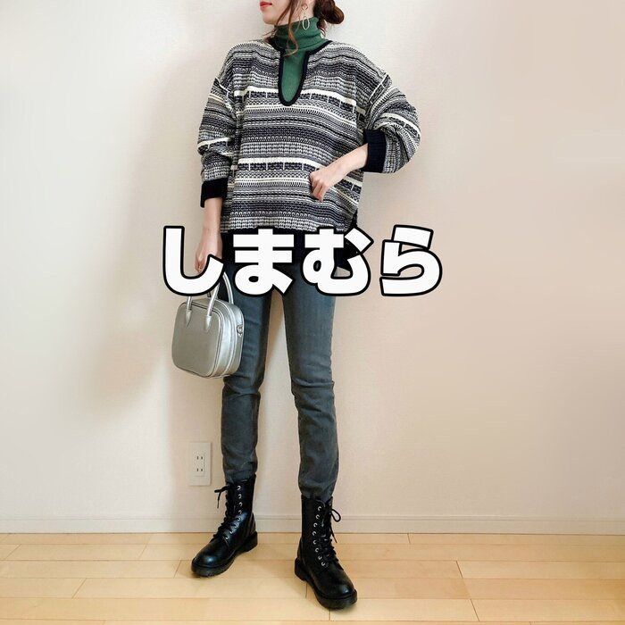 【しまむら】トレンド感満載！技あり深Vネックボーダー柄ニット