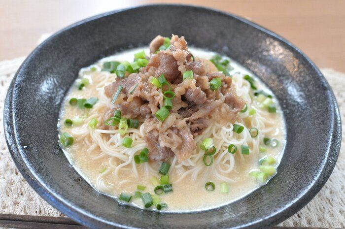 10分以内【牛肉しぐれ煮豆乳そうめん】甘辛牛肉とコク旨汁が食欲をそそる！夏休みのお昼ご飯におすすめレシピ