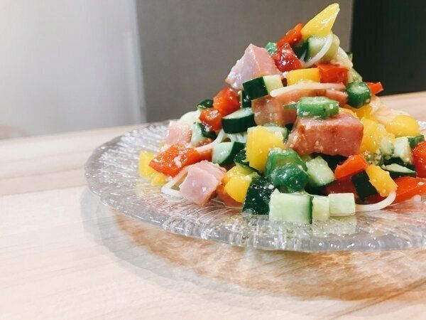夏野菜とベーコンの冷製パスタ