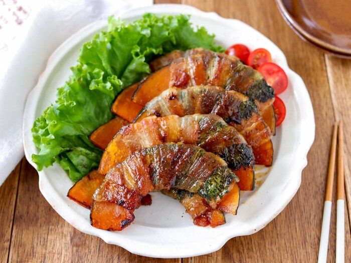 【人気のおかず】ごはんに合う！肉巻きかぼちゃのはちみつ醤油焼き