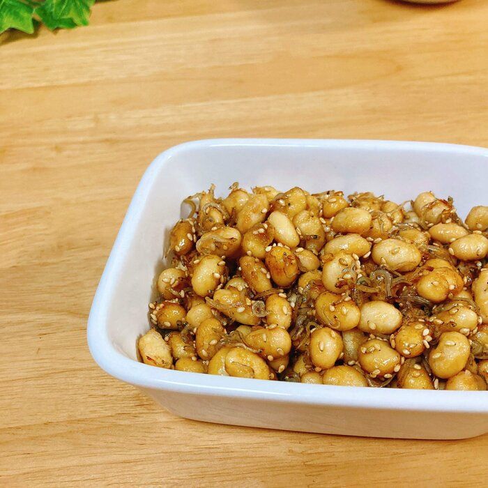 【お手軽！ダイエットの味方にも】大豆とじゃこの甘辛炒め