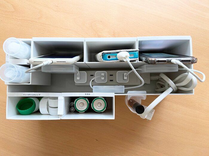 玄関のごちゃつくアイテムをスッキリ！無印良品アイテム大活躍の充電BOX