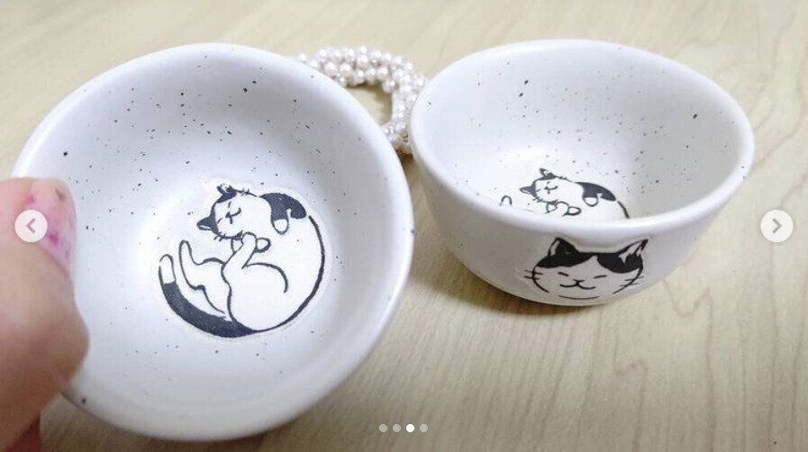 猫が描かれたミニボウル