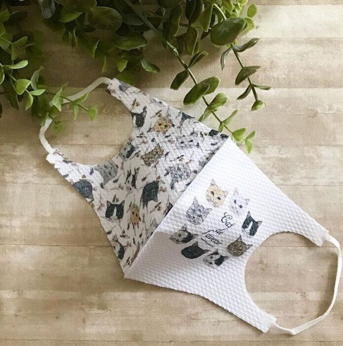 猫柄プリントマスク