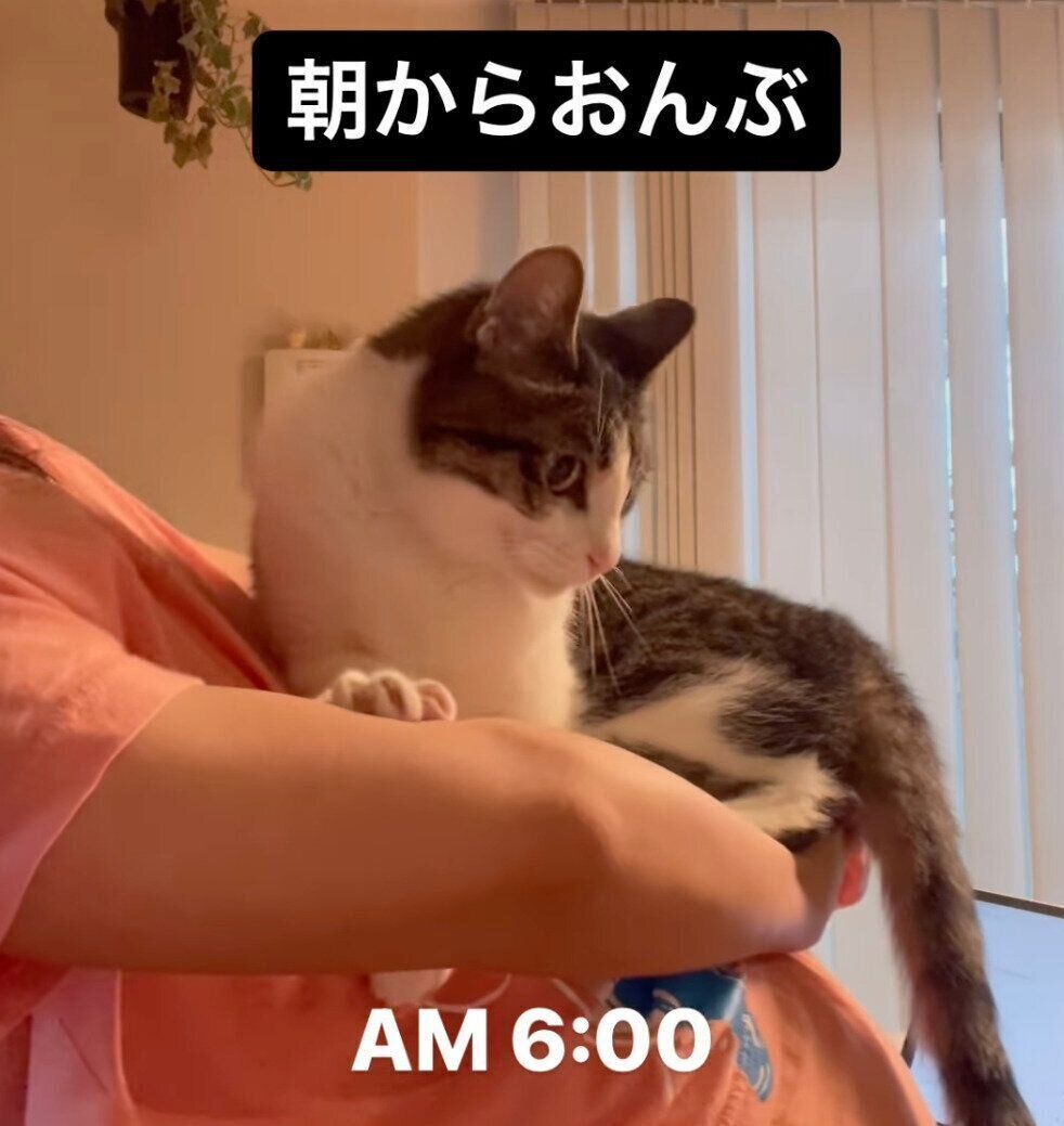 朝からおんぶをしてもらうアルくん