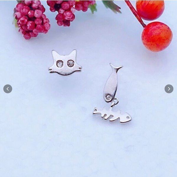 猫と魚ピアス