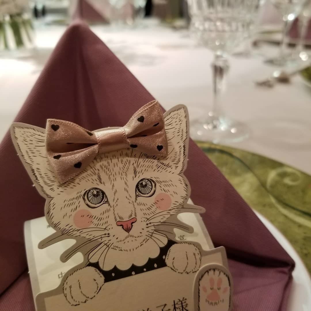 猫モチーフの席札