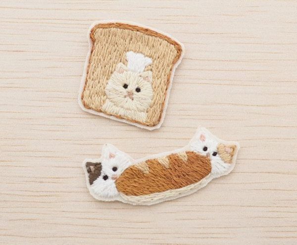 「neko to cotori -ネコとコトリ-」の猫の刺繍作品