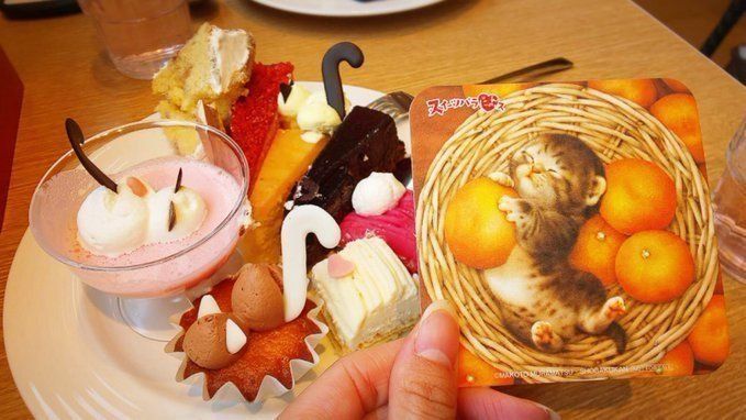 猫スイーツとコースター