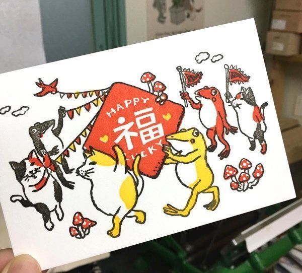 『河童堂』の猫とカエルの紙雑貨